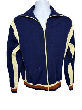 Vintage Add In Acrylic Track Jacket Retro Color Block Warm Up L 70s 80s